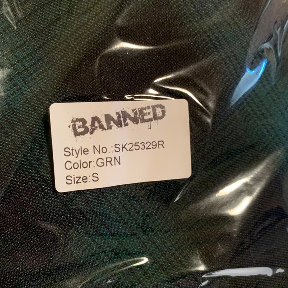 NWT Banned Apparel Sweet Check Swing Skirt in Green Plaid with Pockets - Picture 10 of 15